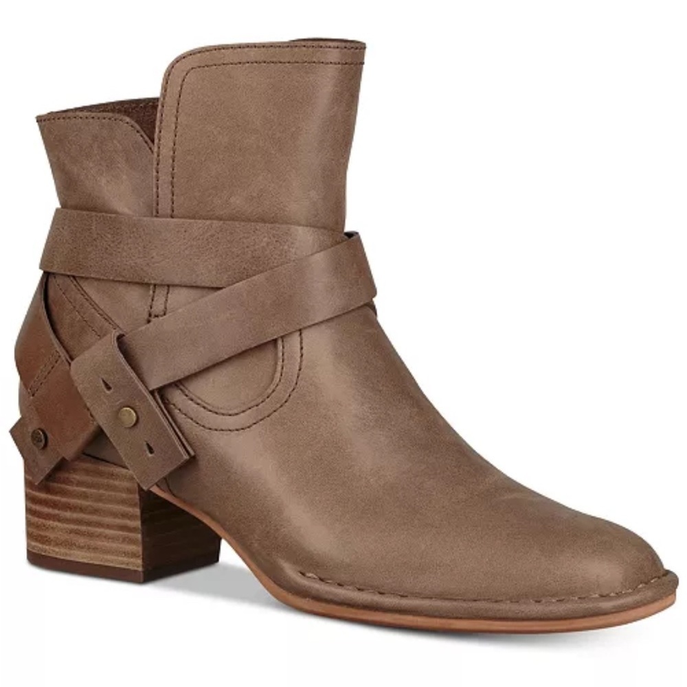 Ugg‎ Elysian Boots Leather Ankle Boot Pirate Boho Indie Tan Brown